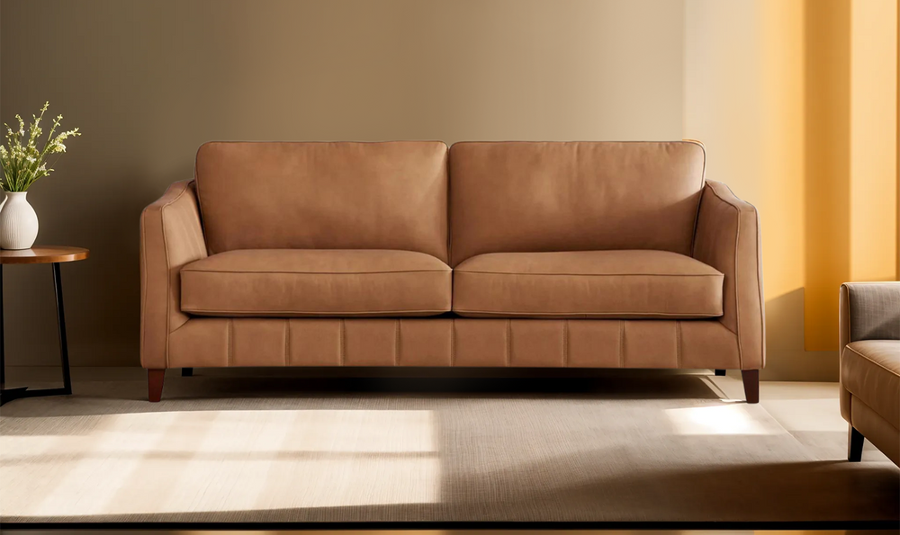 Aria 2-Seater Leather Sofa In Saddle Brown-Jennifer Furniture