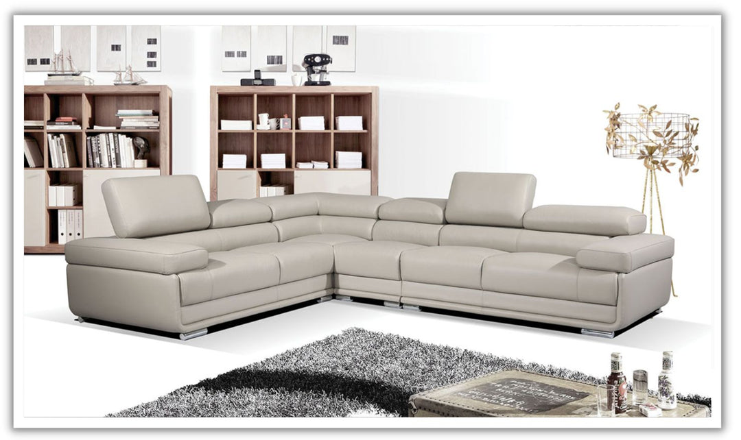 ESF Baxton L-Shaped Leather Sectional Sofa with Adjustable Headrest