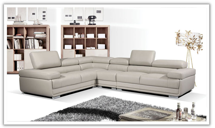 ESF Baxton L-Shaped Leather Sectional Sofa with Adjustable Headrest