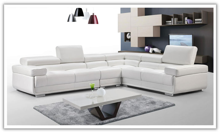 ESF Baxton L-Shaped Leather Sectional Sofa with Adjustable Headrest