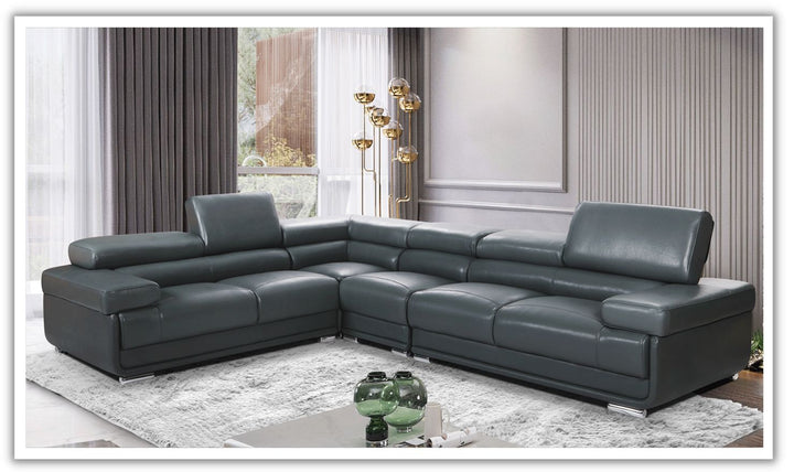 ESF Baxton L-Shaped Leather Sectional Sofa with Adjustable Headrest