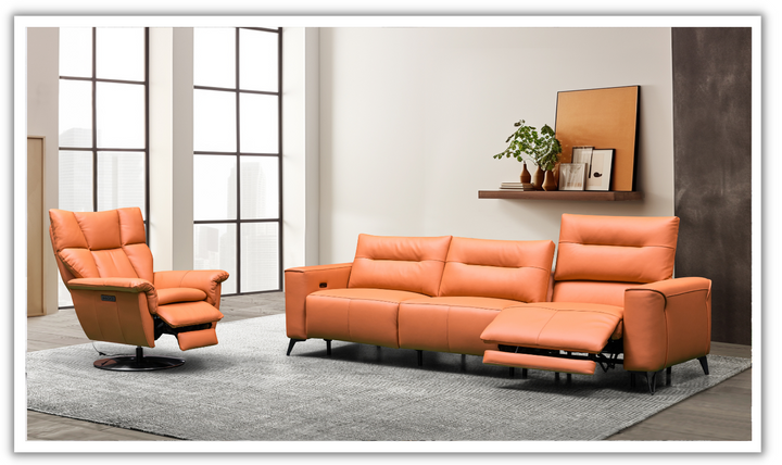 Alessandro 3 Seater Leather Power Recliner Sofa- jennifer furniture