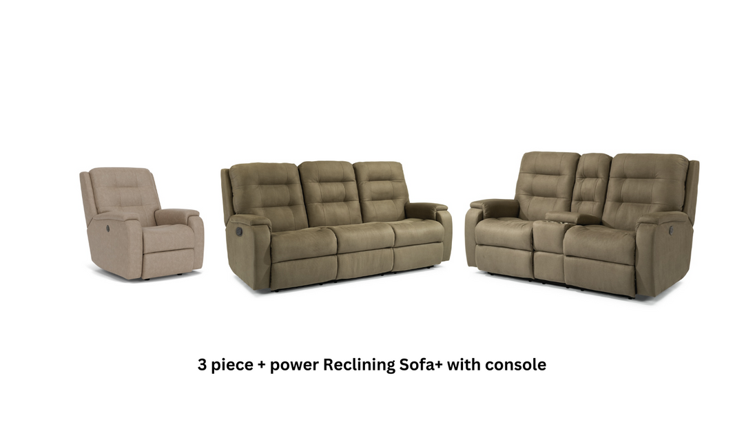 Arlo Fabric Power Reclining Living Room Set With Power Headrests