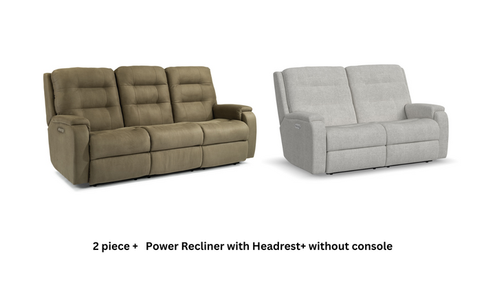 Arlo Fabric Power Reclining Living Room Set With Power Headrests