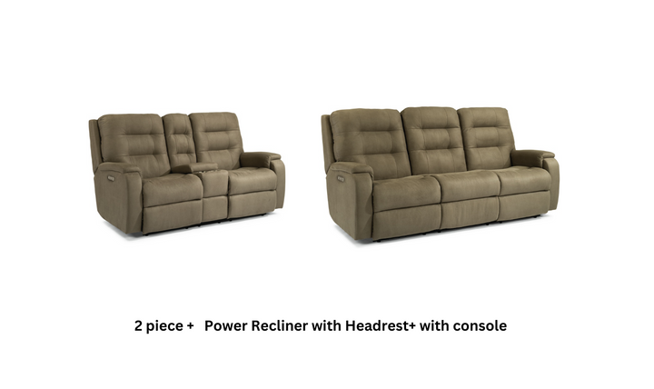 Arlo Fabric Power Reclining Living Room Set With Power Headrests