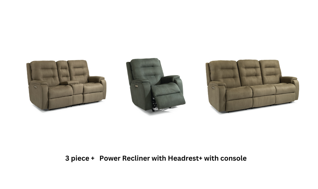 Arlo Fabric Power Reclining Living Room Set With Power Headrests