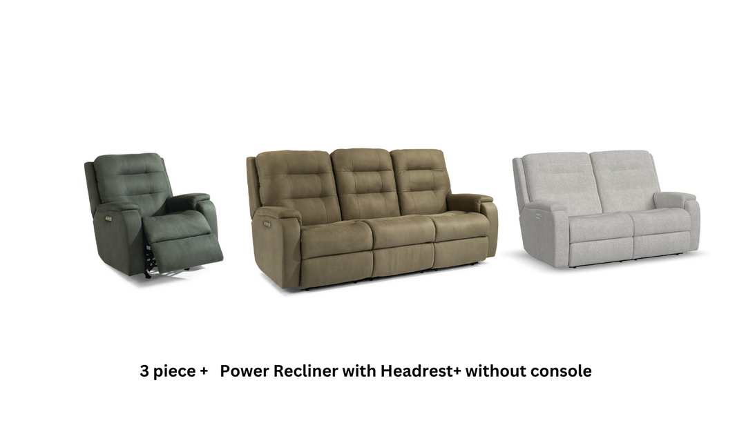 Arlo Fabric Power Reclining Living Room Set With Power Headrests