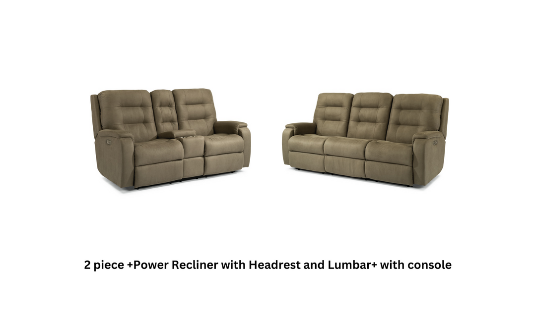 Arlo Fabric Power Reclining Living Room Set With Power Headrests