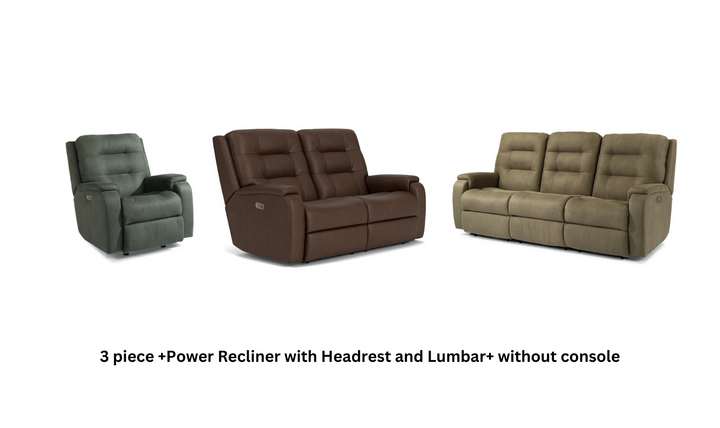 Arlo Fabric Power Reclining Living Room Set With Power Headrests