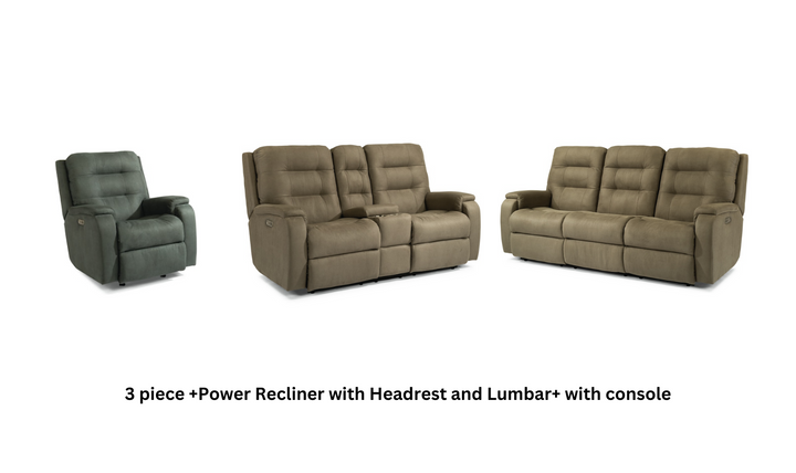 Arlo Fabric Power Reclining Living Room Set With Power Headrests