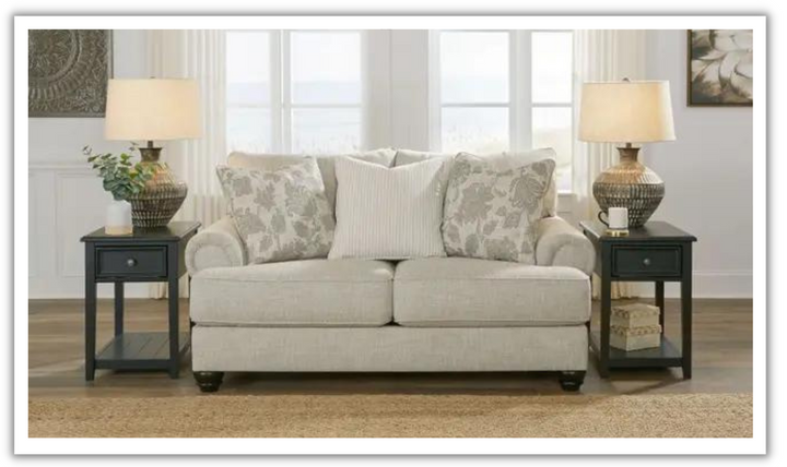 Ashley  Asanti Fabric Fog Loveseat with Rolled Arms