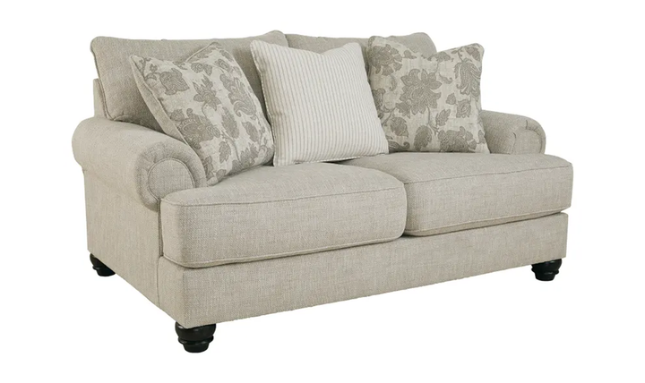 Ashley  Asanti Fabric Fog Loveseat with Rolled Arms