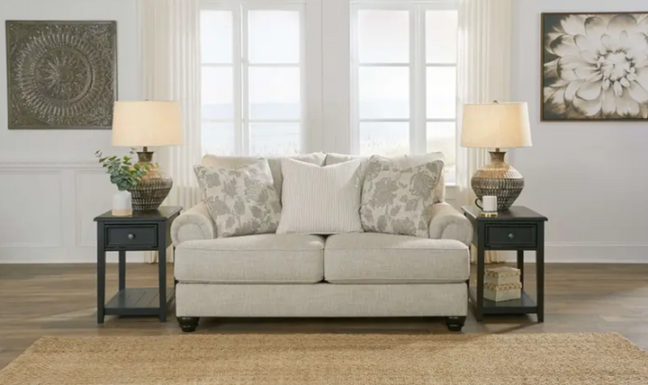 Ashley  Asanti Fabric Fog Loveseat with Rolled Arms