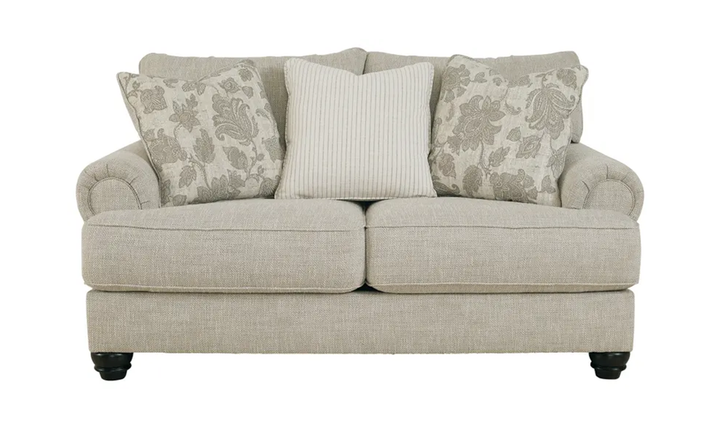 Ashley  Asanti Fabric Fog Loveseat with Rolled Arms