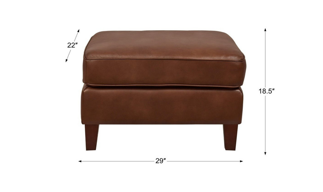 Ashby Leather Ottoman In Pecan Brown-Jennifer Furniture