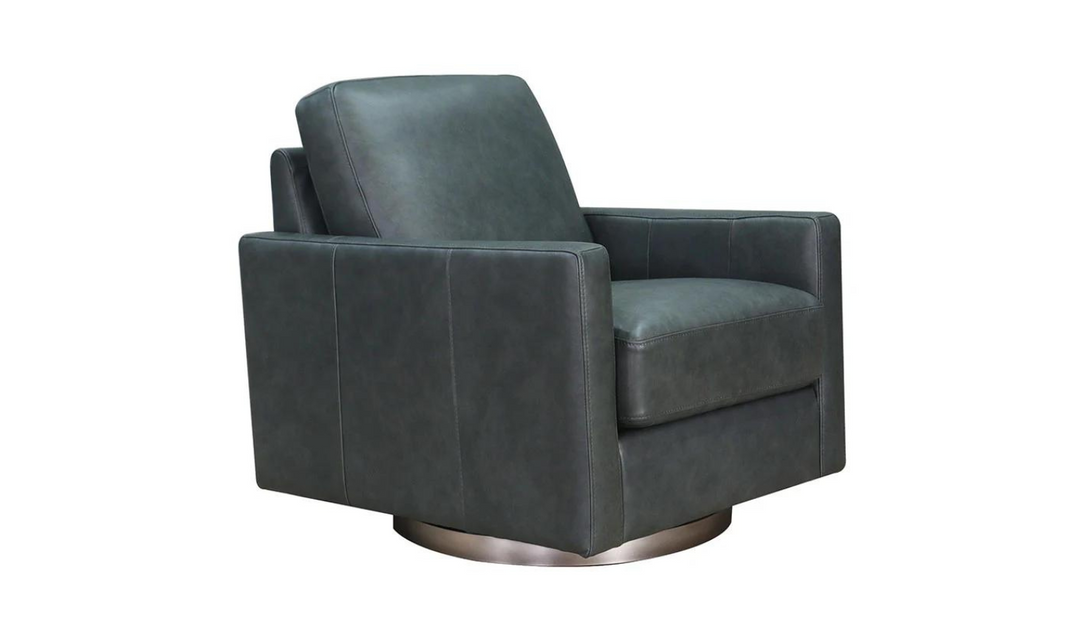 Ashby Leather Swivel Chair with Track Arms