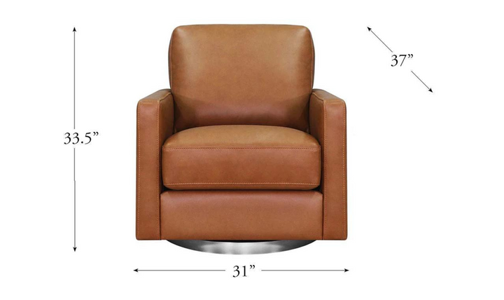 Ashby Leather Swivel Chair with Track Arms