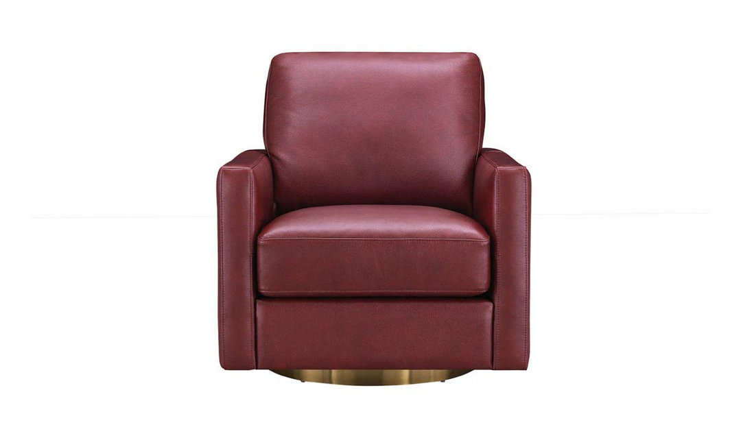 Ashby Leather Swivel Chair with Track Arms