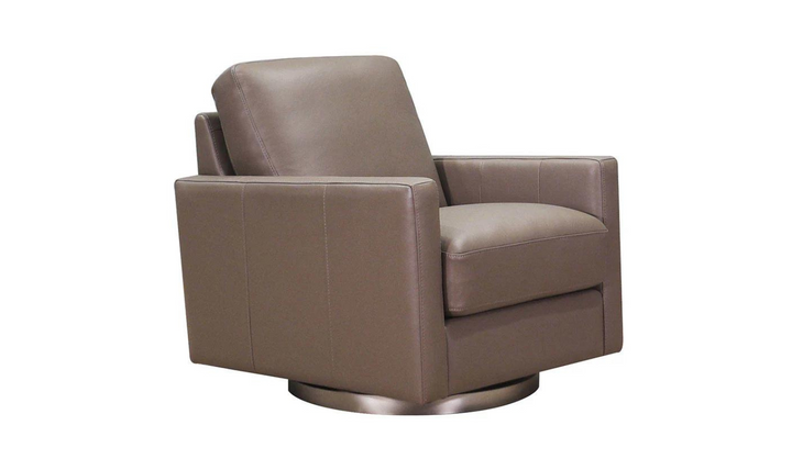 Ashby Leather Swivel Chair with Track Arms