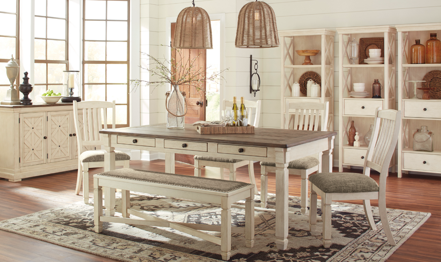 Ashley Bolanburg Rectangular Dining Set-Jennifer Furniture