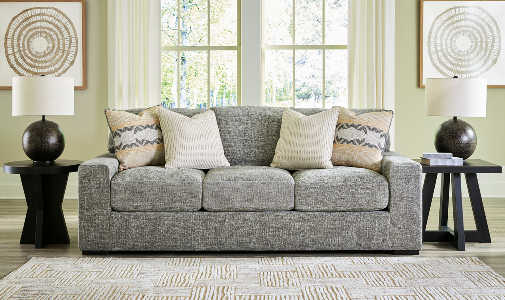 Ashley Dunmor 3 Seater Fabric Sofa In Graphite-Jennifer Furniture