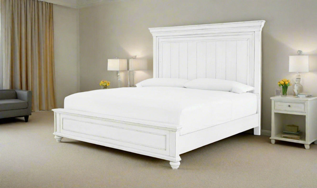 Ashley Kanwyn Wooden Bed In Whitewash-Jennifer Furniture