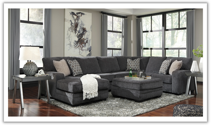 Ashley  Tracling 3-Piece Fabric Sectional With Chaise In Slate-Jennifer Furniture