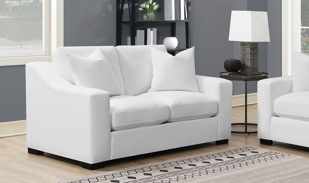 Coaster Furniture Ashlyn Cushion Back Loveseat with Sloped Arms in White-Jennifer Furniture