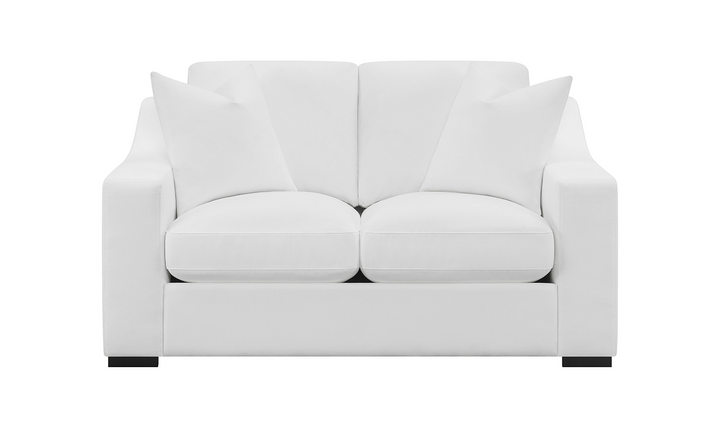 Coaster Furniture Ashlyn Cushion Back Loveseat with Sloped Arms in White-Jennifer Furniture