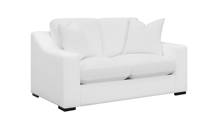 Coaster Furniture Ashlyn Cushion Back Loveseat with Sloped Arms in White-Jennifer Furniture