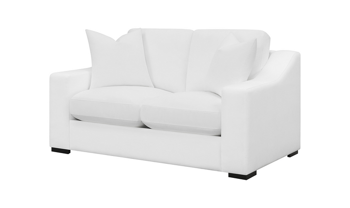 Coaster Furniture Ashlyn Cushion Back Loveseat with Sloped Arms in White-Jennifer Furniture