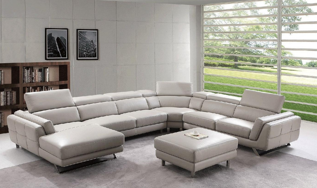 ESF Italia Astrea 6-Pieces U-Shape Sectional in Leather with Chaise - 582