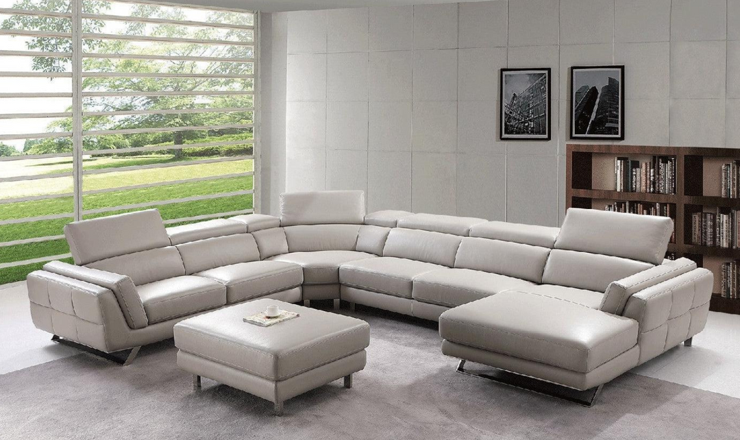 ESF Italia Astrea 6-Pieces U-Shape Sectional in Leather with Chaise - 582