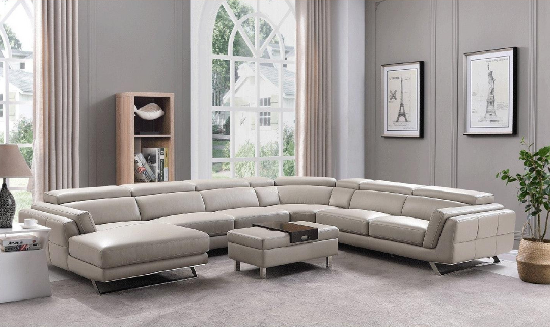 ESF Italia Astrea 6-Pieces U-Shape Sectional in Leather with Chaise - 582