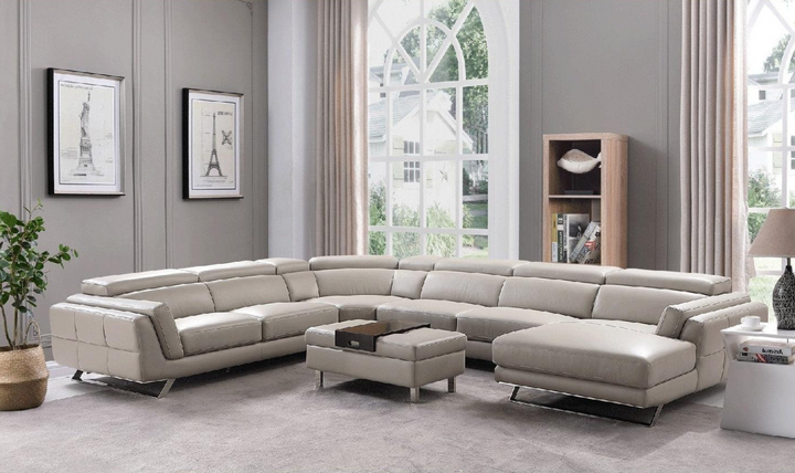 ESF Italia Astrea 6-Pieces U-Shape Sectional in Leather with Chaise - 582