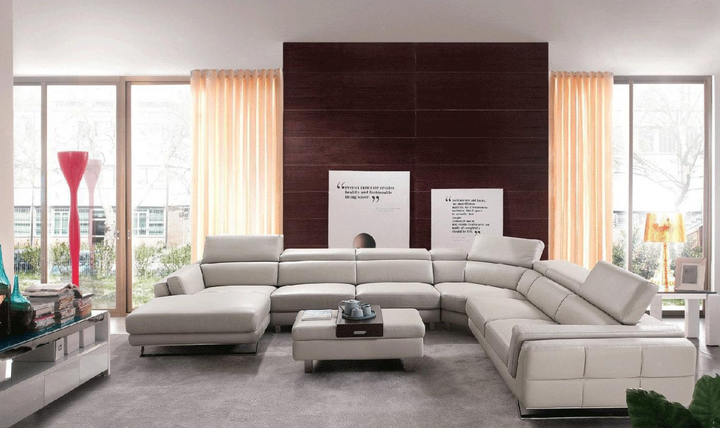 ESF Italia Astrea 6-Pieces U-Shape Sectional in Leather with Chaise - 582