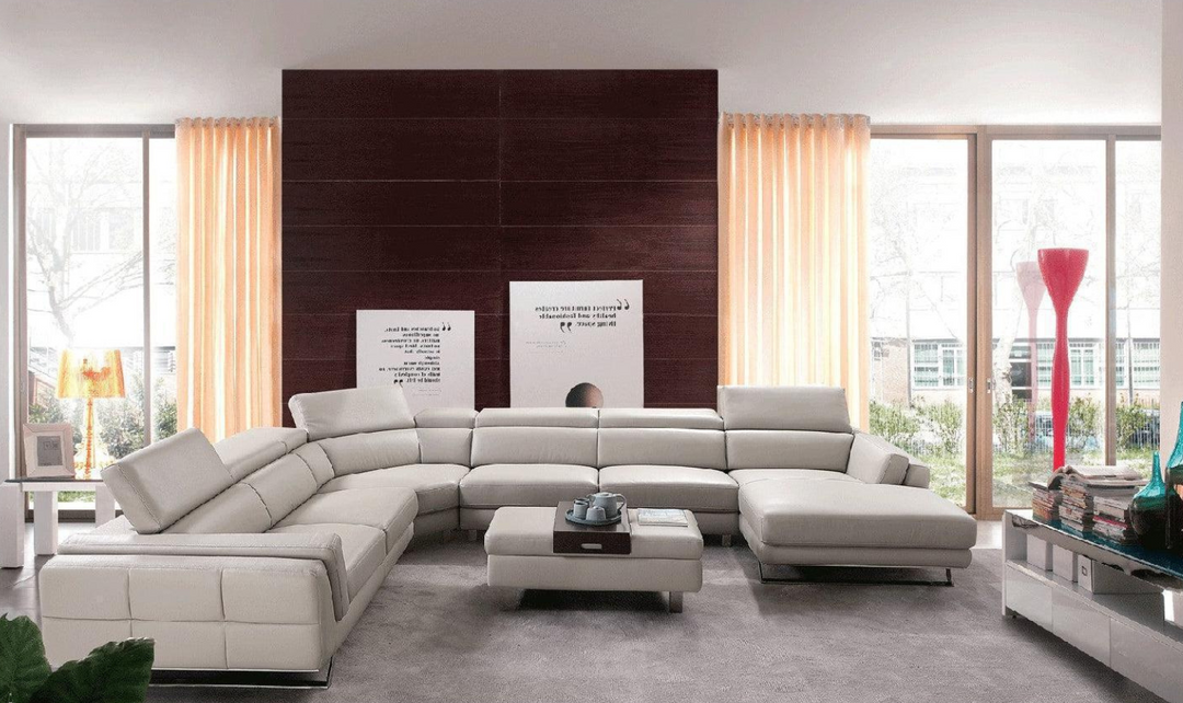 ESF Italia Astrea 6-Pieces U-Shape Sectional in Leather with Chaise - 582