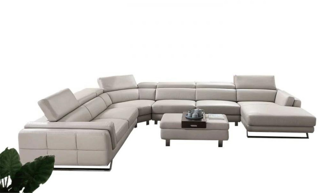 ESF Italia Astrea 6-Pieces U-Shape Sectional in Leather with Chaise - 582