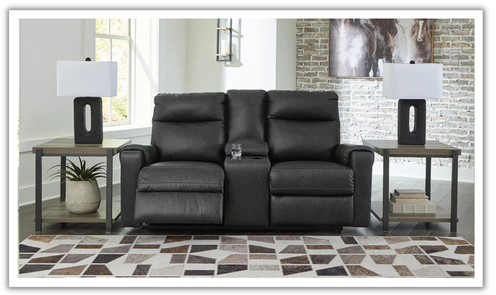 Ashley  Axtellton 2-Seater Carbon Leather Power Reclining Loveseat