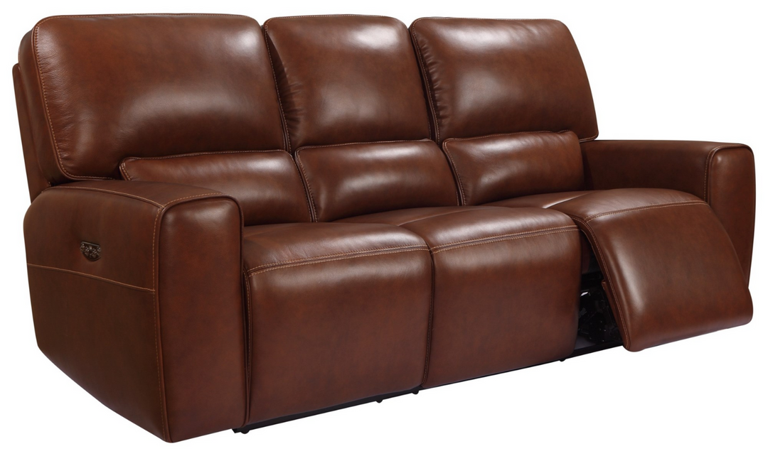 Leather Italia Broadway 3-Seater Brown Leather Power Reclining Sofa-jennifer furniture