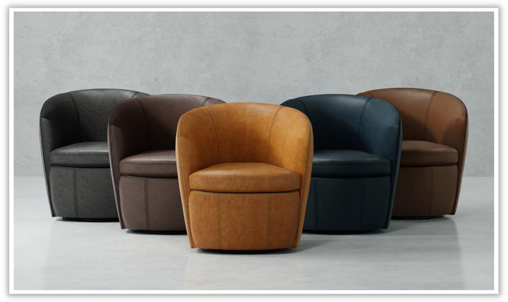 Barolo Leather Swivel Club Chair