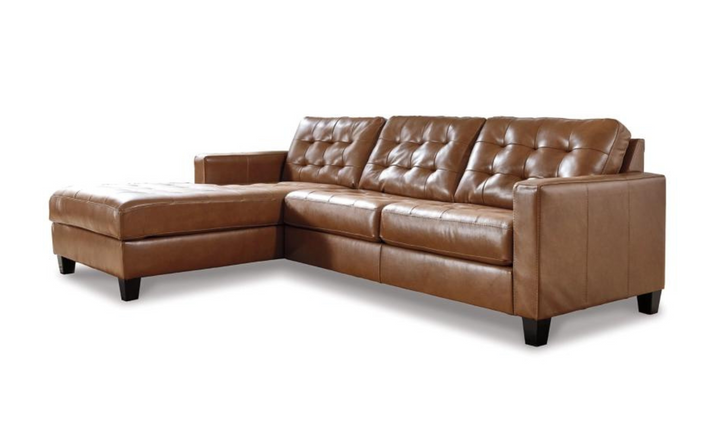 Ashley  Baskove Tufted Leather Sectional Sofa In Auburn