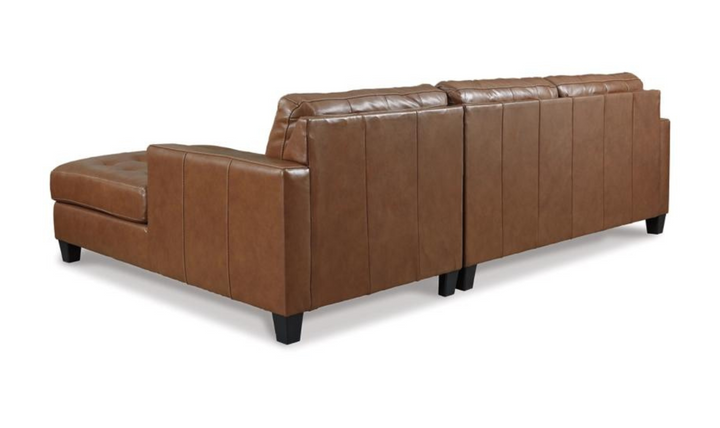 Ashley  Baskove Tufted Leather Sectional Sofa In Auburn