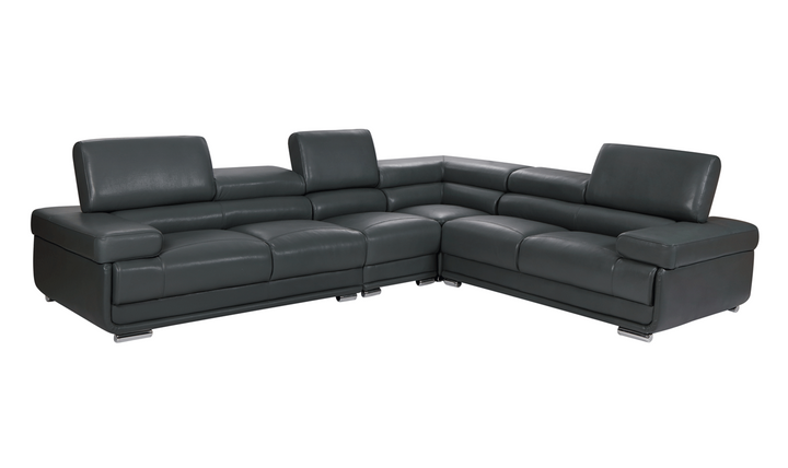 ESF Baxton L-Shaped Leather Sectional Sofa with Adjustable Headrest