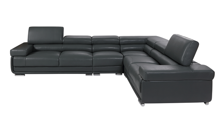 ESF Baxton L-Shaped Leather Sectional Sofa with Adjustable Headrest