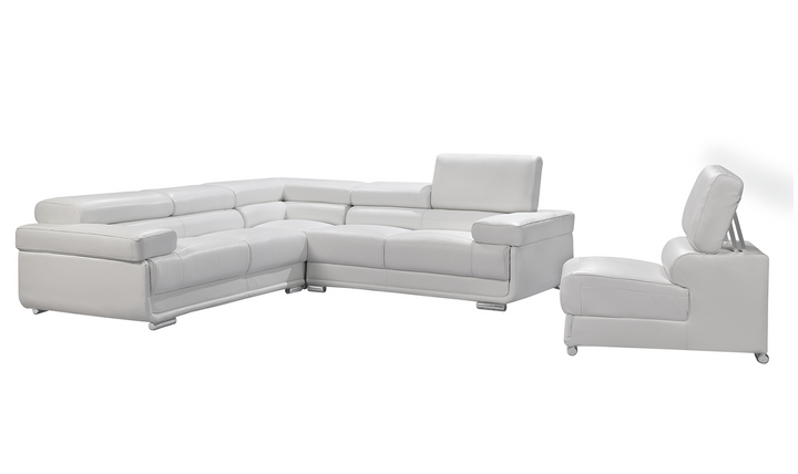 ESF Baxton L-Shaped Leather Sectional Sofa with Adjustable Headrest