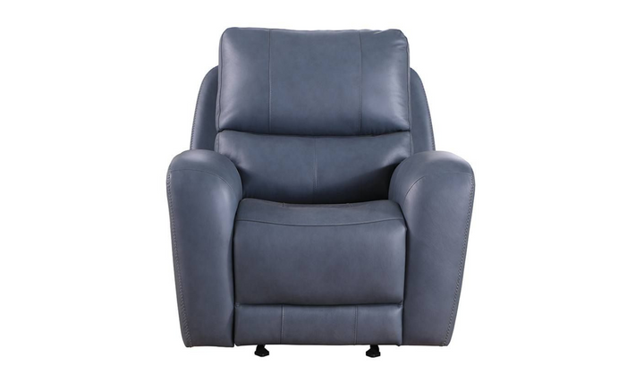 Bel Air Power Blue Leather Glider Recliner with Power Headrest-jennifer furniture