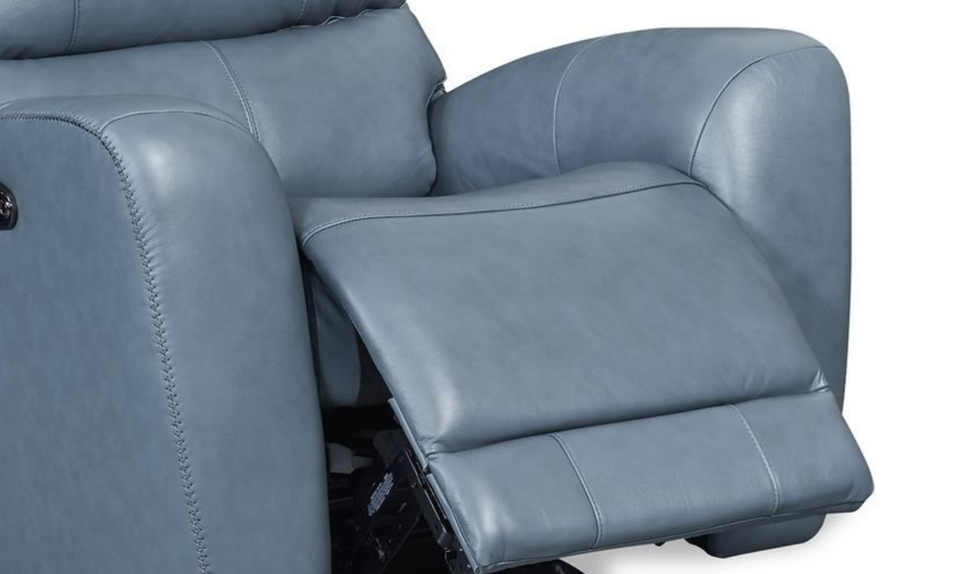 Bel Air Power Blue Leather Glider Recliner with Power Headrest-jennifer furniture