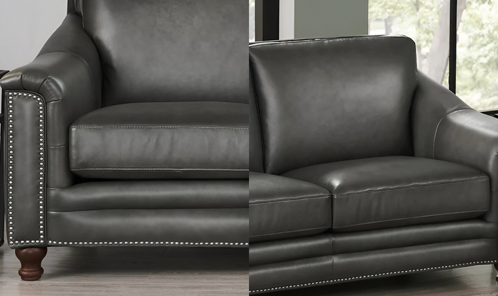 Belfast 2-Seater Leather Loveseat With Nailheads-Jennifer Furniture