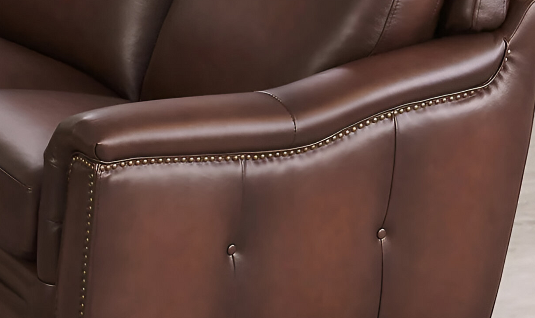 Belfast 2-Seater Leather Loveseat With Nailheads-Jennifer Furniture